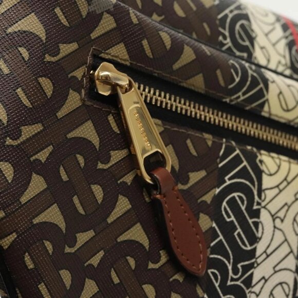 BURBERRY Body Bag PVC Leather Brown Gold Auth - Picture 13 of 16